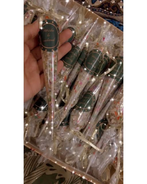 Personalised green saunf cone favours